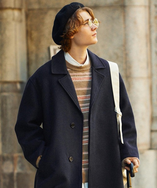 EMMA CLOTHES(エマクローズ)の「オーバーサイズ ビーバーメルトン ロングチェスターコート (EMMA CLOTHES)(チェスターコート・メンズ・ブラック/グレー/オレンジ/ブラック系その他/ベージュ系その他/グレー系その他/ホワイト系その他/ダークブルー/グリーン系その他/グレイッシュベージュ/ブラウン/ネイビー/ブラウン系その他2/ブラウン系その他/チャコールグレー/グレー系その他2/ブラウン系その他3・M/L)」の15枚目の写真