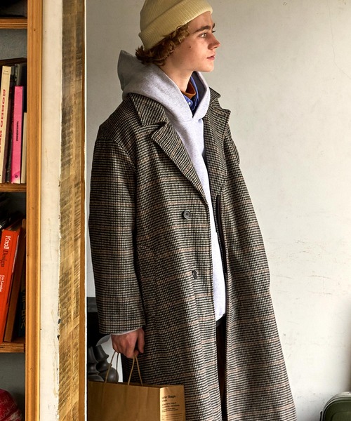 EMMA CLOTHES(エマクローズ)の「オーバーサイズ ビーバーメルトン ロングチェスターコート (EMMA CLOTHES)(チェスターコート・メンズ・ブラック/グレー/オレンジ/ブラック系その他/ベージュ系その他/グレー系その他/ホワイト系その他/ダークブルー/グリーン系その他/グレイッシュベージュ/ブラウン/ネイビー/ブラウン系その他2/ブラウン系その他/チャコールグレー/グレー系その他2/ブラウン系その他3・M/L)」の11枚目の写真