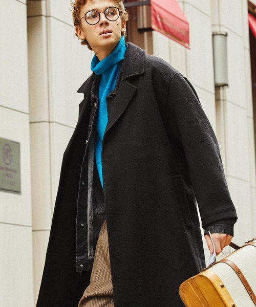 EMMA CLOTHES(エマクローズ)の「オーバーサイズ ビーバーメルトン ロングチェスターコート (EMMA CLOTHES)(チェスターコート・メンズ・ブラック/グレー/オレンジ/ブラック系その他/ベージュ系その他/グレー系その他/ホワイト系その他/ダークブルー/グリーン系その他/グレイッシュベージュ/ブラウン/ネイビー/ブラウン系その他2/ブラウン系その他/チャコールグレー/グレー系その他2/ブラウン系その他3・M/L)」の4枚目の写真