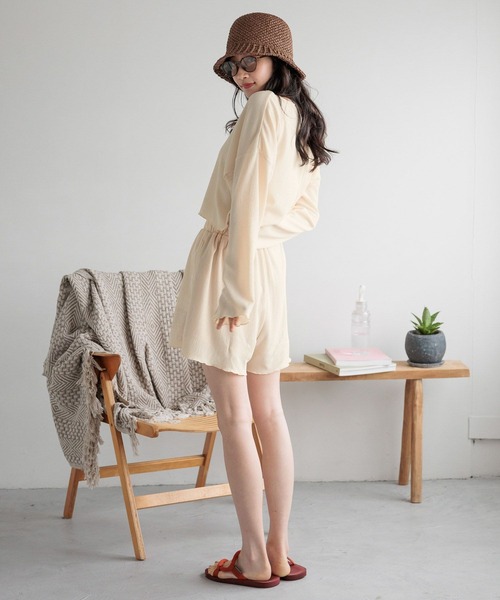 LOWRYS FARM(ローリーズファーム)の「オーシャンパシフィック/ラッシュヨウリュウショートパンツ 108715(ラッシュガード・レディース・ベージュ/ブラック・FREE)」の10枚目の写真