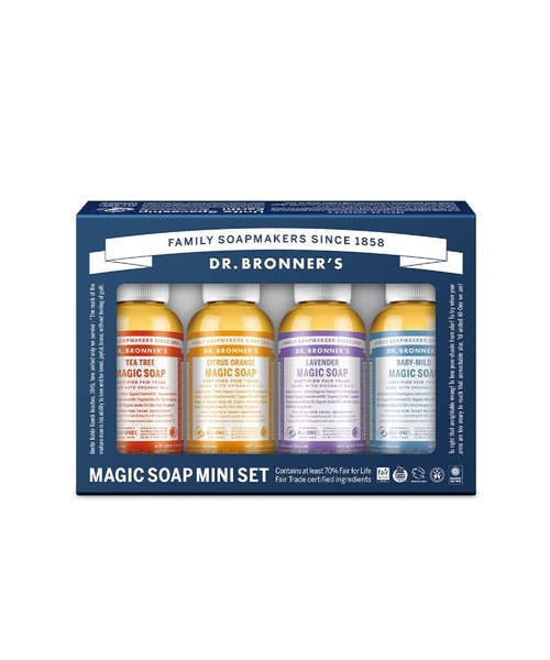 DR.BRONNER'S(ドクターブロナー)の「ドクターブロナー マジックソープ ミニセット(石鹸/ボディソープ・レディース・その他・FREE)」の1枚目の写真