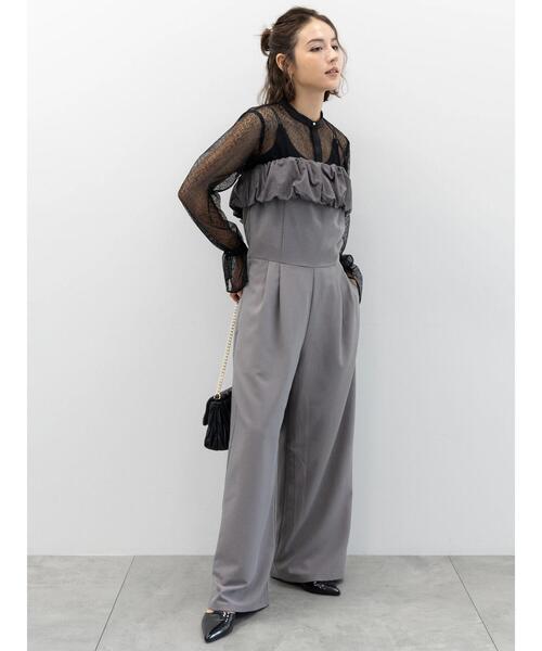 Te chichi(テチチ)の「【セレモニーアイテム】バルーンフリルオールインワン(セットアップ可)(サロペット/オーバーオール・レディース・ブラック/グレー・F)」の1枚目の写真