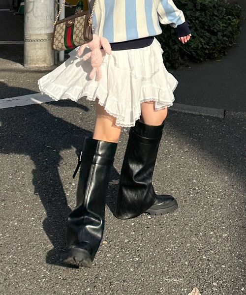 Alley by w closet(アリーバイダブルクローゼット)の「【Alley】ティアードランダムヘムスカート(スカート・レディース・ホワイト/ブラック・FREE)」の8枚目の写真
