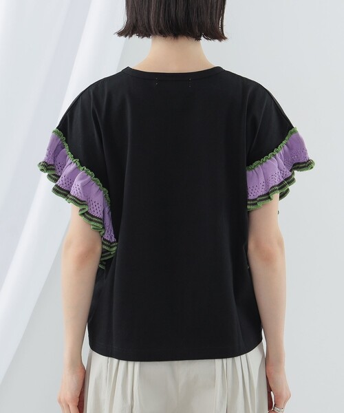 Ray BEAMS(レイビームス)の「Ray BEAMS / ライン ニット フリル スリーブ Tシャツ(Tシャツ/カットソー・レディース・ブラック/ホワイト/イエロー・ONE SIZE)」の17枚目の写真