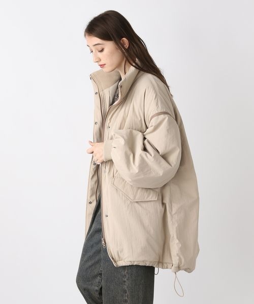 JEANASIS(ジーナシス)の「【WEB・一部店舗限定】ソデ2WAY M-65コート/169187(ナイロンジャケット・レディース・オフホワイト/ブラック/グレー系その他/ベージュ/ブルー/グレイッシュブルー・FREE)」の8枚目の写真