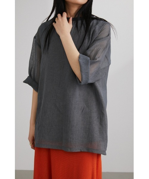 STYLEMIXER(スタイルミキサー)の「ワッシャーシアーレイヤードトップ(Tシャツ/カットソー・レディース・ホワイト/グレー/オレンジ・FREE)」の3枚目の写真