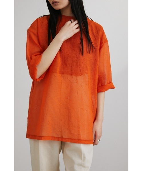 STYLEMIXER(スタイルミキサー)の「ワッシャーシアーレイヤードトップ(Tシャツ/カットソー・レディース・ホワイト/グレー/オレンジ・FREE)」の6枚目の写真
