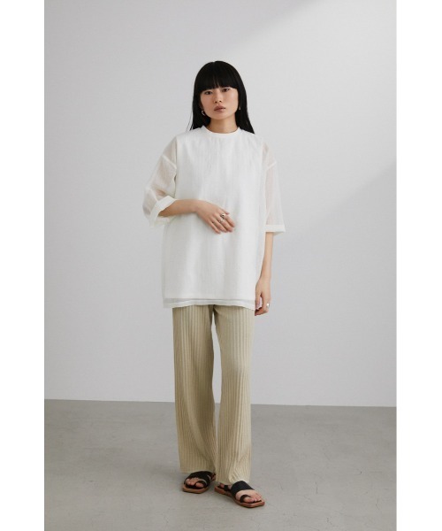 STYLEMIXER(スタイルミキサー)の「ワッシャーシアーレイヤードトップ(Tシャツ/カットソー・レディース・ホワイト/グレー/オレンジ・FREE)」の11枚目の写真