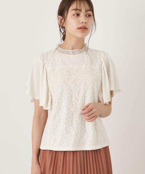 earth music&ecology(アースミュージックアンドエコロジー)の「レースブラウソー *(Tシャツ/カットソー・レディース・アイボリー/ライトグレー/モカ/ブラック・FREE)」の2枚目の写真