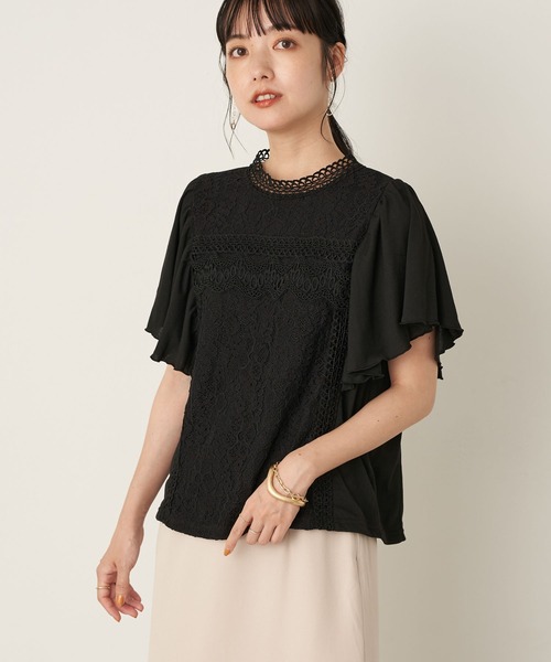 earth music&ecology(アースミュージックアンドエコロジー)の「レースブラウソー *(Tシャツ/カットソー・レディース・アイボリー/ライトグレー/モカ/ブラック・FREE)」の3枚目の写真