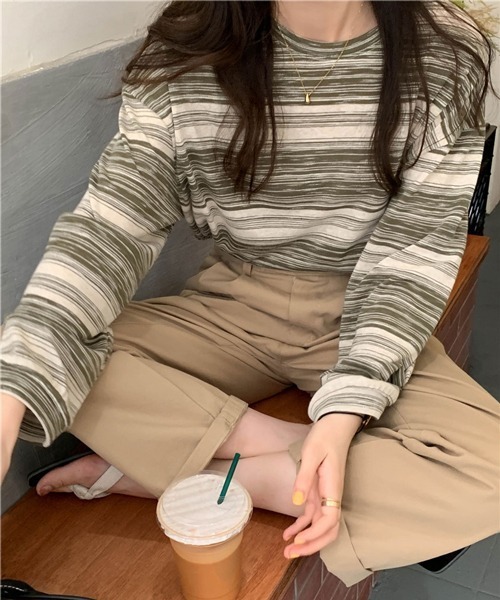 HALEY PESCA/アシンメトリー ボーダーロンTの16枚目の写真