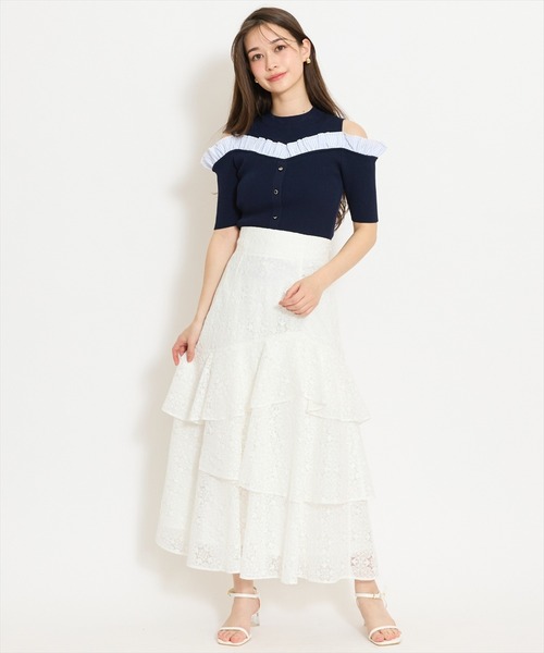 WILLSELECTION(ウィルセレクション)の「アシメティアードレーススカート(スカート・レディース・オフホワイト/ブラック/サックスブルー・FREE)」の6枚目の写真