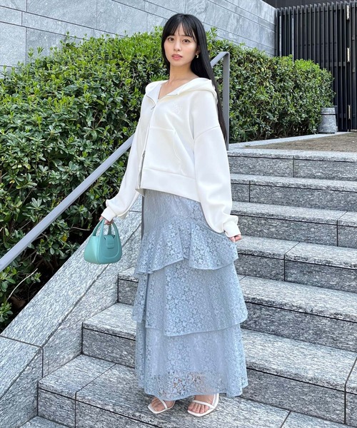 WILLSELECTION(ウィルセレクション)の「アシメティアードレーススカート(スカート・レディース・オフホワイト/ブラック/サックスブルー・FREE)」の22枚目の写真