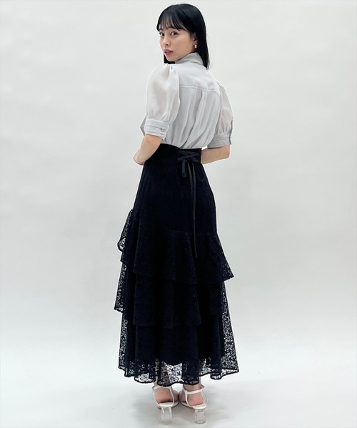 WILLSELECTION(ウィルセレクション)の「アシメティアードレーススカート(スカート・レディース・オフホワイト/ブラック/サックスブルー・FREE)」の17枚目の写真