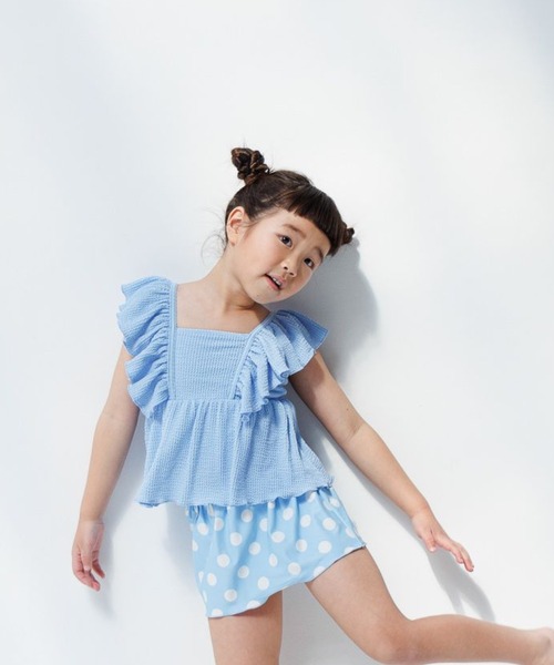 LOWRYS FARM(ローリーズファーム)の「【KIDS】SWIM フリルセットアップ 105952(水着・キッズ・ネイビー/ピンク/ブルー/ブラック・110cm/120cm/130cm)」の1枚目の写真