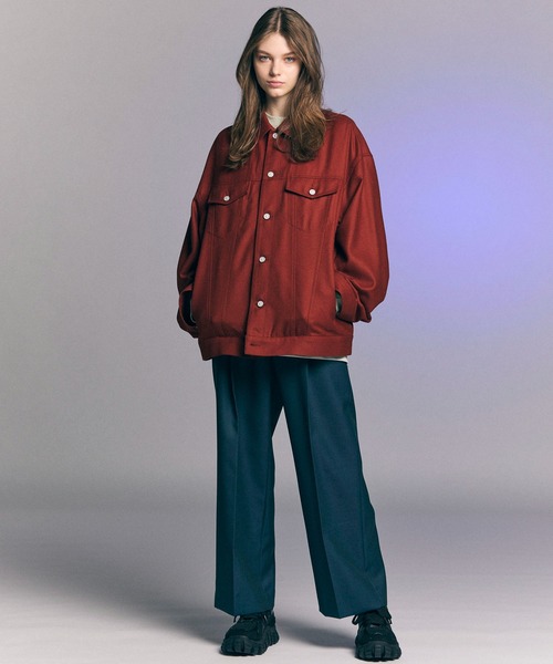 《UNISEX》4 Colors Chambray Washable Wool Prime-Wide One Tuck Pants/4色シャンブレーウォッシャブルウールプライムワイドワンタックパンツ【MAISON SPECIAL/メゾンスペシャル】の11枚目の写真