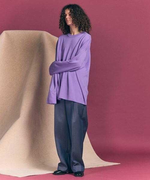 《UNISEX》4 Colors Chambray Washable Wool Prime-Wide One Tuck Pants/4色シャンブレーウォッシャブルウールプライムワイドワンタックパンツ【MAISON SPECIAL/メゾンスペシャル】の14枚目の写真