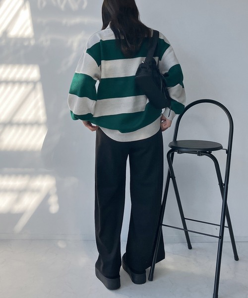 AS KNOW AS plus(アズノゥアズプラス)の「●衿付き アソートデザインロゴ刺繍ニットポロ(ニット/セーター・レディース・ネイビー系/ブラック系その他/グリーン系その他/サックスブルー系・FREE)」の15枚目の写真