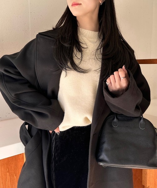 SETUP7(セットアップセブン)の「【SETUP7】ベルテッドダブルチェスターオーバーシルエット コート STYLE MOMENT COAT(チェスターコート・レディース・ブラック/キャメル/オフホワイト/グレー/グレー系その他2/マルチ・M/L/S/XL)」の3枚目の写真