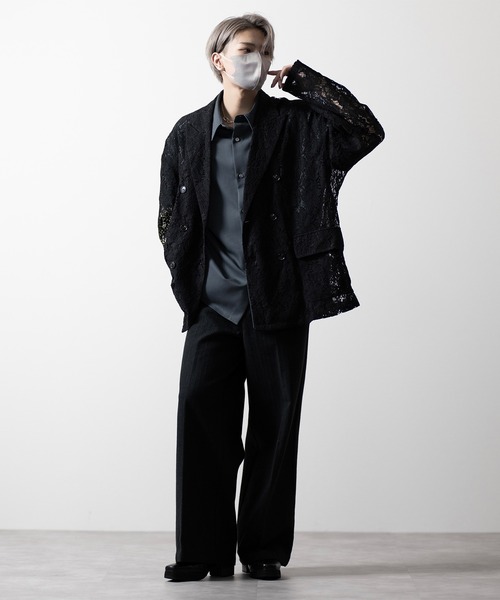 CLEL(クレイル)の「【CLEL】Loose Cord Lace Double Tailored Jacket/ルーズ コードレースダブルテーラードジャケット(セットアップ対応)(テーラードジャケット・メンズ・ライトグレー/ブルー系/ブラック/チャコールグレー・L/M/S/XS)」の7枚目の写真