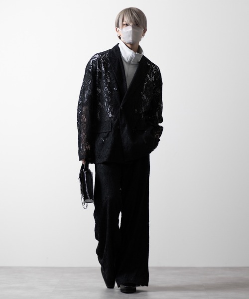 CLEL(クレイル)の「【CLEL】Loose Cord Lace Double Tailored Jacket/ルーズ コードレースダブルテーラードジャケット(セットアップ対応)(テーラードジャケット・メンズ・ライトグレー/ブルー系/ブラック/チャコールグレー・L/M/S/XS)」の12枚目の写真