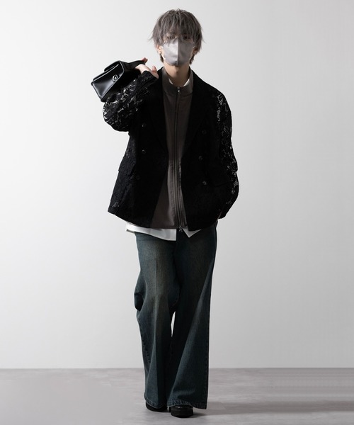 CLEL(クレイル)の「【CLEL】Loose Cord Lace Double Tailored Jacket/ルーズ コードレースダブルテーラードジャケット(セットアップ対応)(テーラードジャケット・メンズ・ライトグレー/ブルー系/ブラック/チャコールグレー・L/M/S/XS)」の5枚目の写真