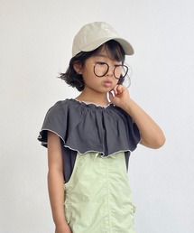 CIAOPANIC TYPY | 【KIDS】USAコットン2WAYフリルビッグカラーノースリーブ(Tシャツ/カットソー)