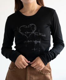 dispark | DISPARK/【24年秋冬新作】ハートグラフィックフードトップス(Tシャツ/カットソー)