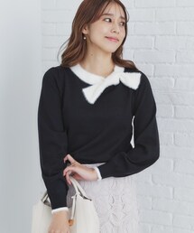 index | 《6color/XS-LLsize》リボン取り外し2way フェザーリボンニット【洗濯機洗い可】(ニット/セーター)