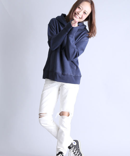 Denime(ドゥニーム)の「INDIGOLIKE SWEAT PARKA/インディゴライクスウェットパーカー(パーカー・レディース・ネイビー/ブルー・FREE)」の5枚目の写真