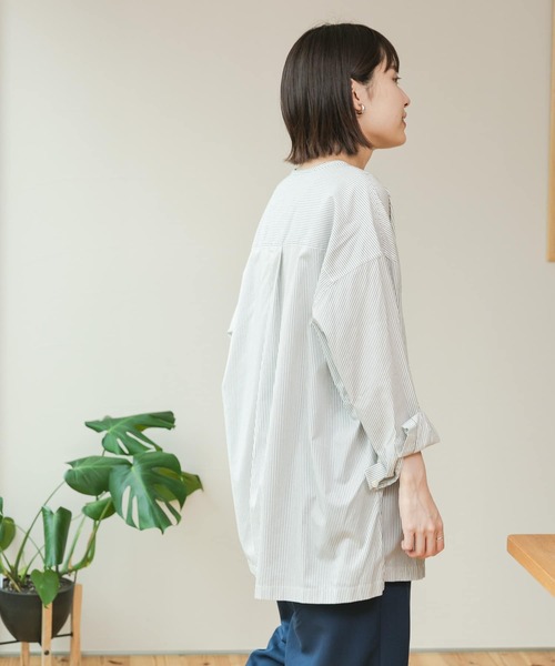 FORK&SPOON(フォークアンドスプーン)の「FORK&SPOON ツイルシャツチュニック(シャツ/ブラウス・レディース・ネイビー/ストライプ・ONE)」の5枚目の写真