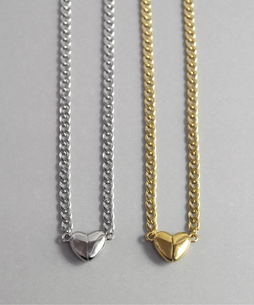 ieLS(イエルズ)の「金属アレルギー対応「ieLS」ステンレス ハートマグネットネックレス(ネックレス・メンズ・ゴールド/シルバー・41cm/51cm)」の2枚目の写真