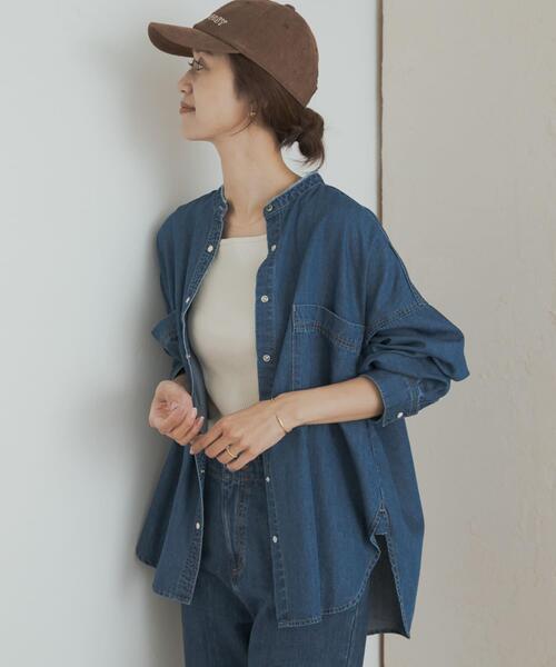 URBAN RESEARCH DOORS(アーバンリサーチドアーズ)の「デニムバンドカラーシャツ(シャツ/ブラウス・レディース・インディゴブルー/ワンウォッシュ・MEDIUM)」の22枚目の写真