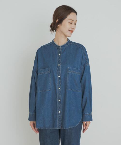 URBAN RESEARCH DOORS(アーバンリサーチドアーズ)の「デニムバンドカラーシャツ(シャツ/ブラウス・レディース・インディゴブルー/ワンウォッシュ・MEDIUM)」の19枚目の写真