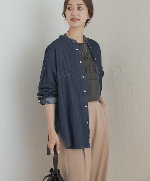 URBAN RESEARCH DOORS(アーバンリサーチドアーズ)の「デニムバンドカラーシャツ(シャツ/ブラウス・レディース・インディゴブルー/ワンウォッシュ・MEDIUM)」の11枚目の写真