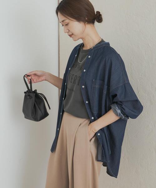 URBAN RESEARCH DOORS(アーバンリサーチドアーズ)の「デニムバンドカラーシャツ(シャツ/ブラウス・レディース・インディゴブルー/ワンウォッシュ・MEDIUM)」の10枚目の写真
