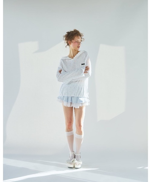 lilLilly(リルリリー)の「2wayレースフードワンピース(Tシャツ/カットソー・レディース・ピンク/ホワイト・FREE)」の7枚目の写真