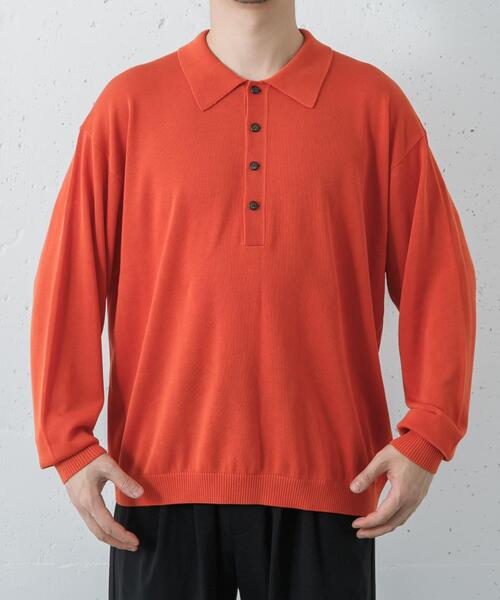 crepuscule(クレプスキュール)の「crepuscule Long-Sleeve Polo(ポロシャツ・メンズ・ブルー/オレンジ/ブラウン/カーキ・2/1)」の7枚目の写真