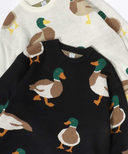 Lazar(ラザル)の「Animal Allover Knit/オーバーサイズ アニマル 総柄 カモ ネコ ジャガードニット/セーター/レディース メンズ(ニット/セーター・レディース・ネイビー/ブラック系その他/グレー/ブラック/アイボリー/ブルー系その他・M/L)」の1枚目の写真