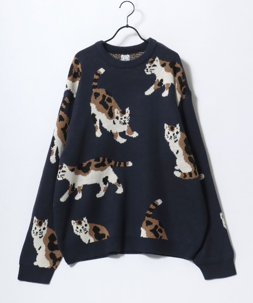 Lazar(ラザル)の「Animal Allover Knit/オーバーサイズ アニマル 総柄 カモ ネコ ジャガードニット/セーター/レディース メンズ(ニット/セーター・レディース・ネイビー/ブラック系その他/グレー/ブラック/アイボリー/ブルー系その他・M/L)」の12枚目の写真