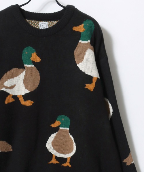 Lazar(ラザル)の「Animal Allover Knit/オーバーサイズ アニマル 総柄 カモ ネコ ジャガードニット/セーター/レディース メンズ(ニット/セーター・レディース・ネイビー/ブラック系その他/グレー/ブラック/アイボリー/ブルー系その他・M/L)」の8枚目の写真