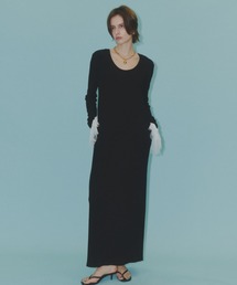 yae | 2way Uneck rib long dress/2way Uネックリブロングドレス(ワンピース)