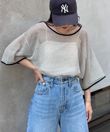 CIAOPANIC TYPY | 【お気に入り数2.5万人突破】シアーレースボーダーリンガーTEE(Tシャツ/カットソー)