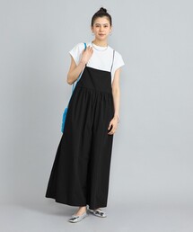 【2セットアイテム】フレンチスリーブTシャツ×ギャザーサロペット