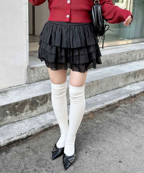 INGNI(イング)の「シアーフリルミニスカパン(スカート・レディース・ブラック/オフホワイト・FREE)」の11枚目の写真