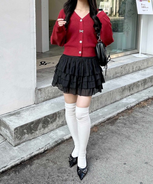 INGNI(イング)の「シアーフリルミニスカパン(スカート・レディース・ブラック/オフホワイト・FREE)」の12枚目の写真