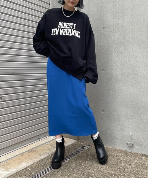 WEGO(ウィゴー)の「WEGO/バルーンシルエットロゴスウェット(スウェット・レディース・ホワイト/ブラック/サックスブルー/ピンク/オートミール・FREE)」の16枚目の写真