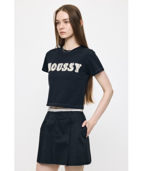 MOUSSY(マウジー)の「【ZOZO・一部店舗限定】PATCH LACE MOUSSY TINY Tシャツ(Tシャツ/カットソー・レディース・ブラック/オフホワイト/ブルー・FREE)」の1枚目の写真