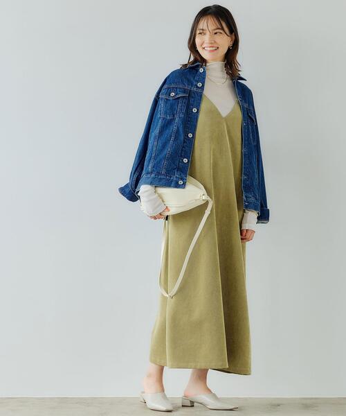 green label relaxing(グリーンレーベルリラクシング)の「コーデュロイ キャミ ワンピース(ワンピース・レディース・オリーブ/ダークグレー/ナチュラル・FREE)」の5枚目の写真