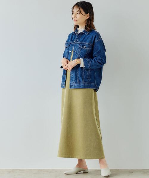 green label relaxing(グリーンレーベルリラクシング)の「コーデュロイ キャミ ワンピース(ワンピース・レディース・オリーブ/ダークグレー/ナチュラル・FREE)」の6枚目の写真